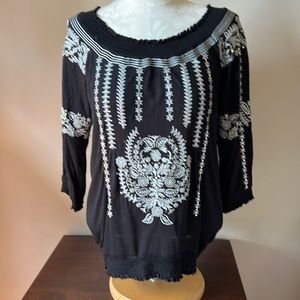 Black long sleeve peasant top